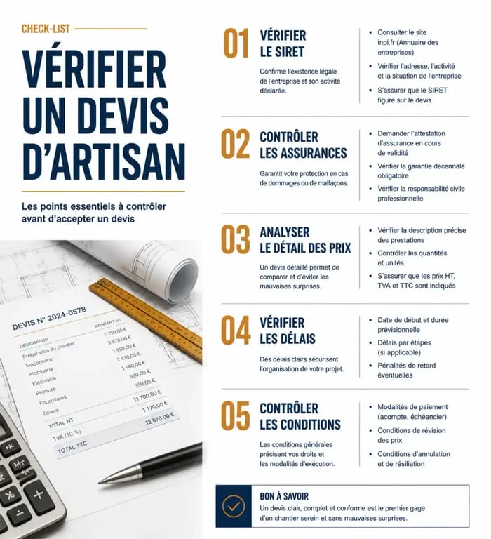 Infographie explicative pour choisir un artisan qualifié et vérifier un devis de rénovation
