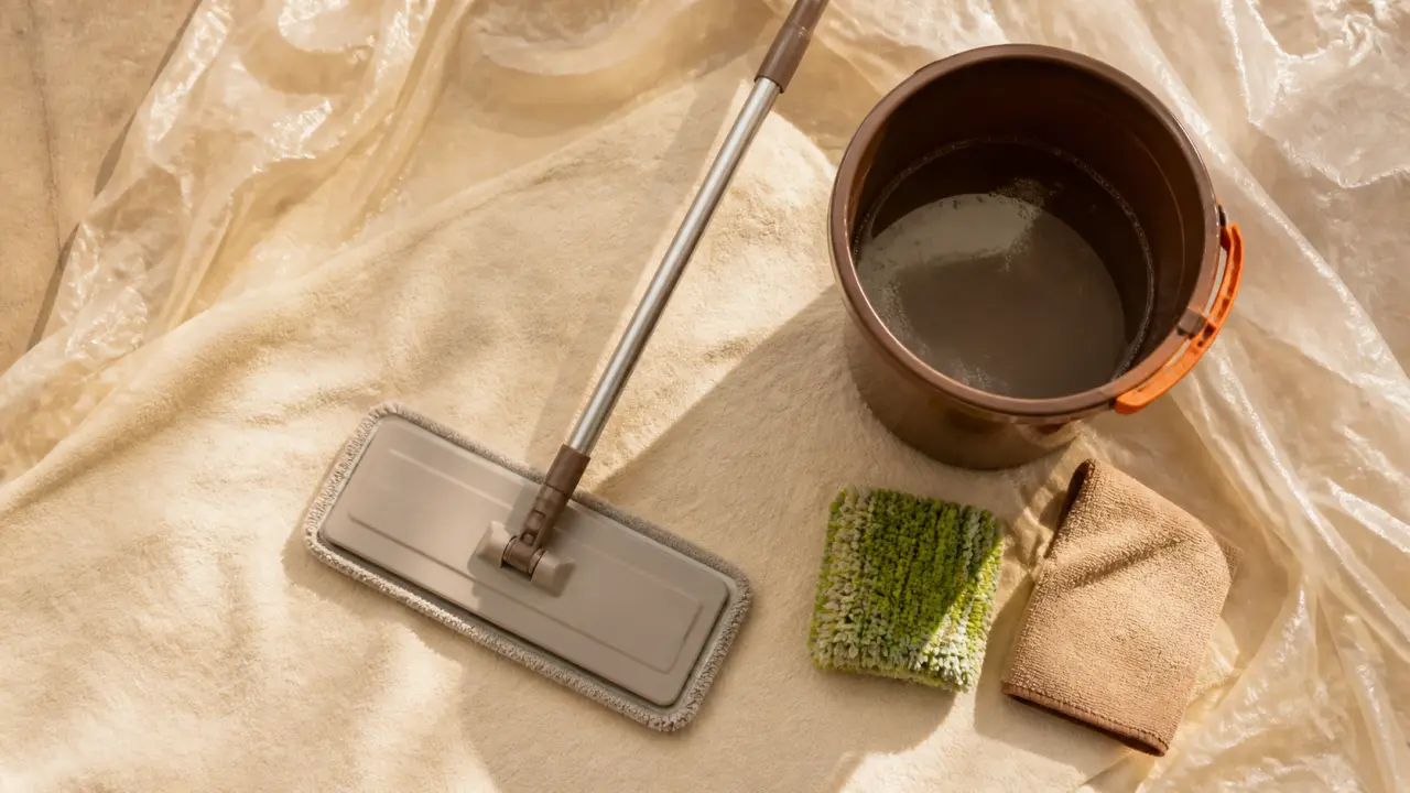Laver un plafond sans se fatiguer : manche télescopique, eau tiède, microfibre anti-traces