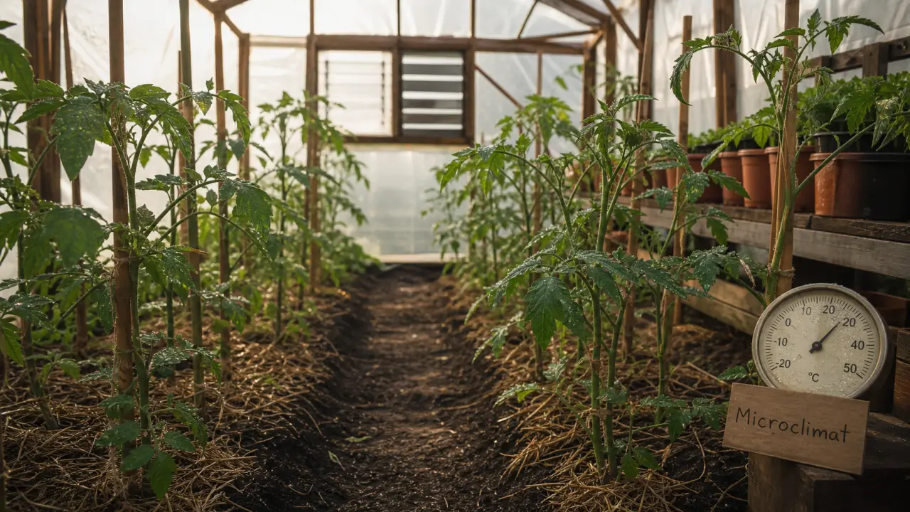 Potager serre : microclimat d’erreurs, jeunes plants de tomates en serre