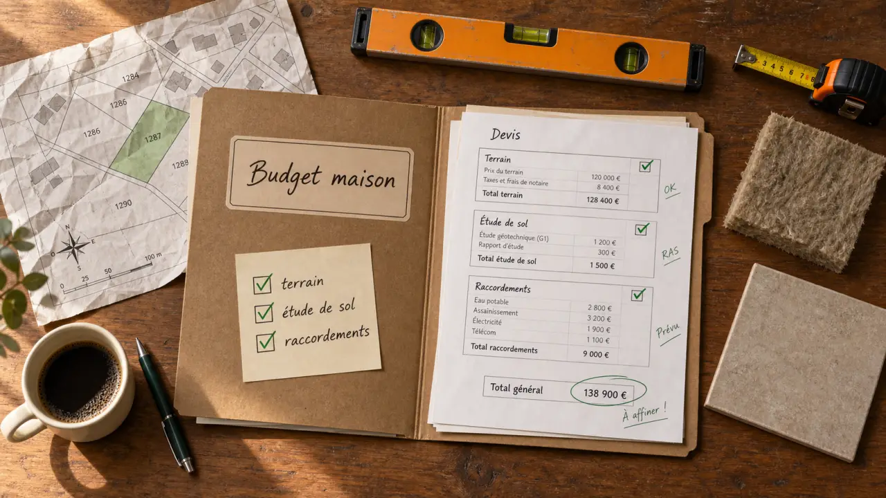 Cout construction maison : budget maison, terrain et raccordements