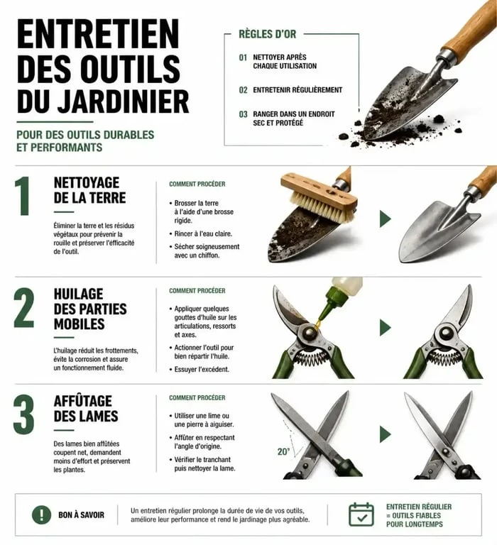 Entretien des outils du jardinier pour la longévité