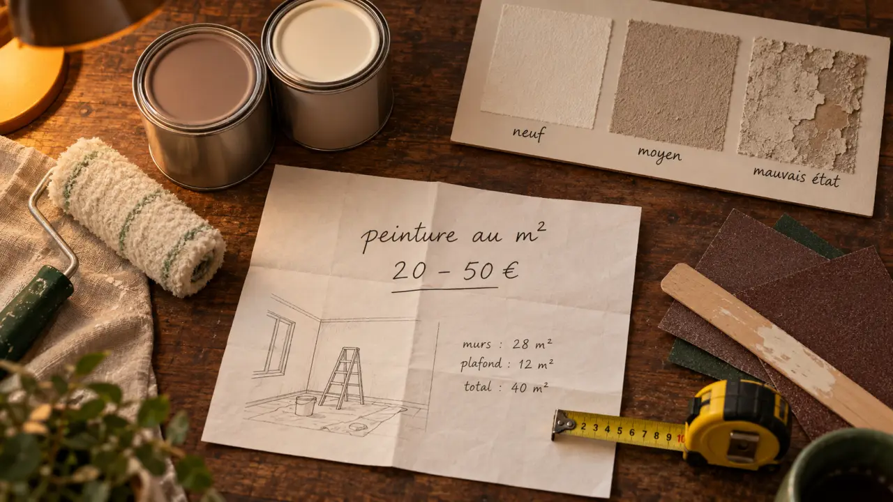 Peinture prix metre carre : 20 à 50 €, pose comprise